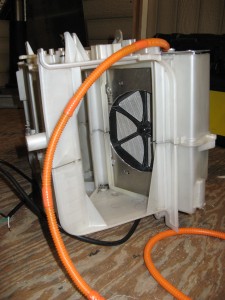 scion xB heater core distribution box, with ceramic heater core in place of original fluid heater core.